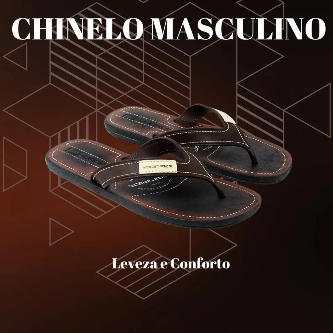 Chinelo Masculino com Tiras em Couro | Allegante