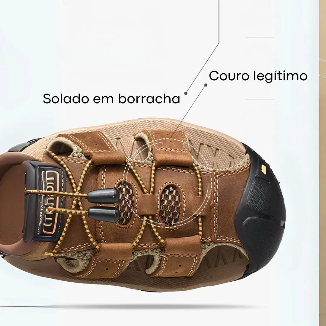 Sandália Masculina para Caminhada | Couro Legítimo | Casualle Comfort