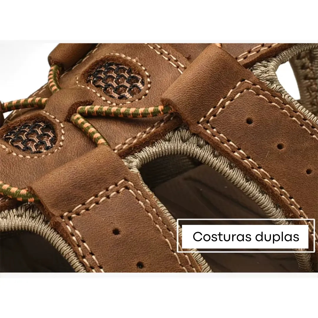 Sandália Masculina para Caminhada | Couro Legítimo | Casualle Comfort