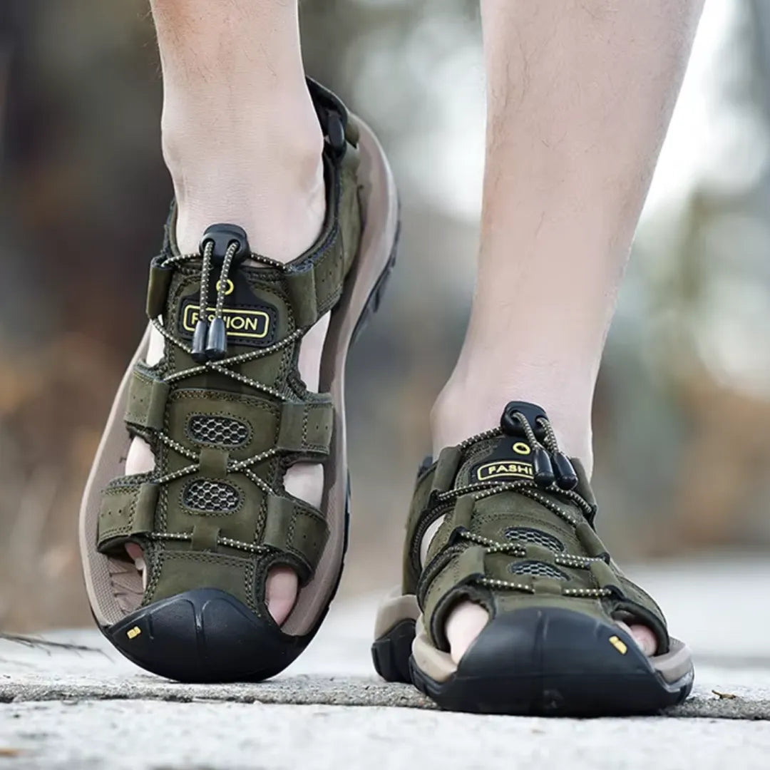 Sandália Masculina para Caminhada | Couro Legítimo | Casualle Comfort